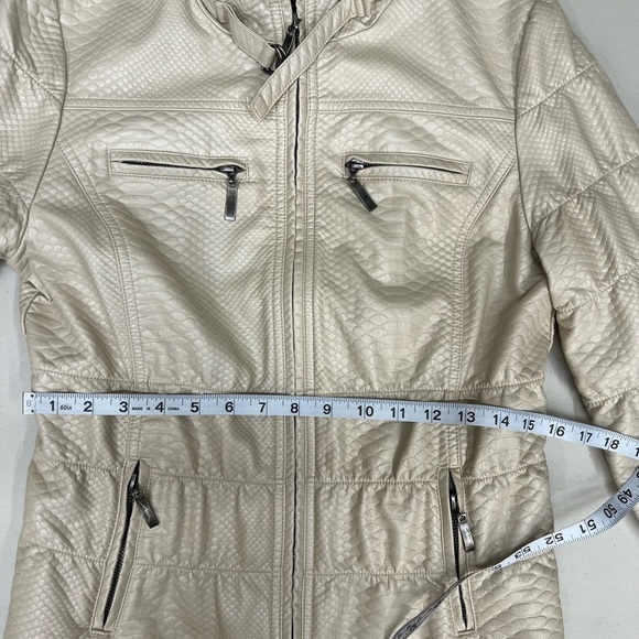 Montanaco Croc Embossed Metallic Cream Moto Jacket Size M - Picture 8 of 10